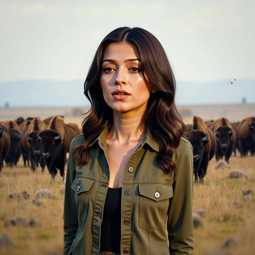 A grassland scene with animals